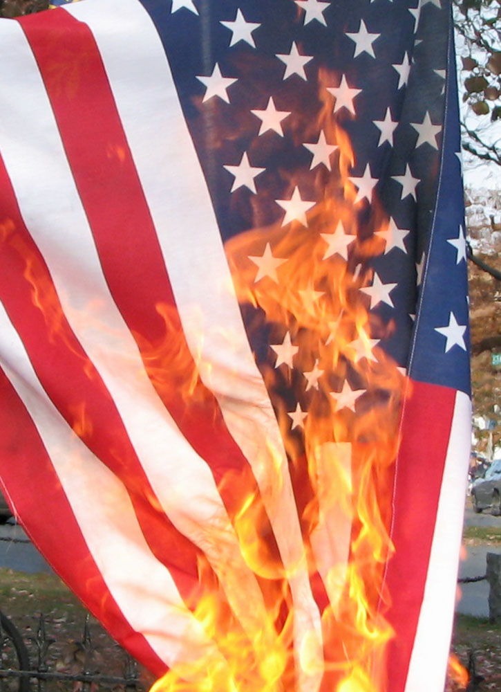 Man Sets Himself On Fire While Burning The American Flag Outside RNC 