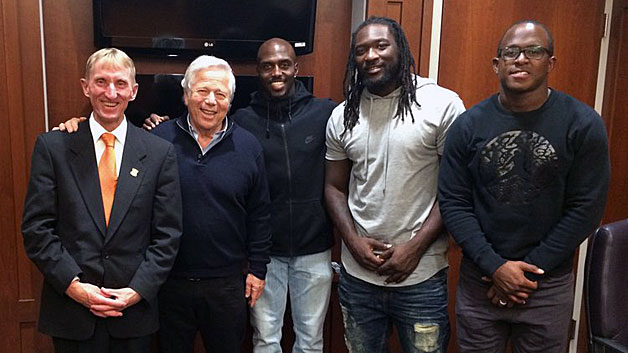 New England Patriot Players Go On Police Ride-Along