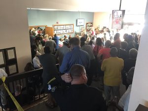 Residents pack into City Hall over comments by the Mayor. Photo Courtesy: @MeghanWPTV/Twitter