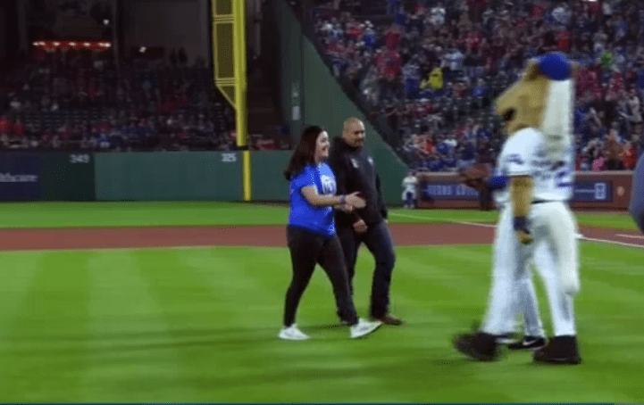 Fallen Officer’s Daughter Throws First Pitch at Rangers Game