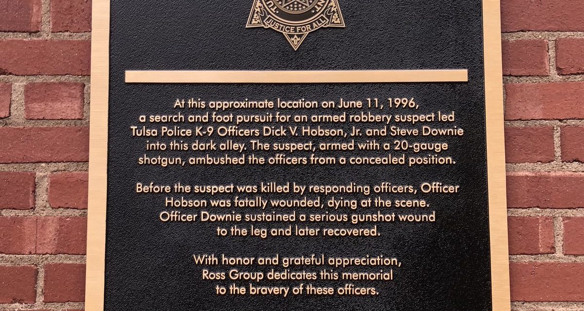 Plaque Dedicated To Fallen Tulsa Police Officer